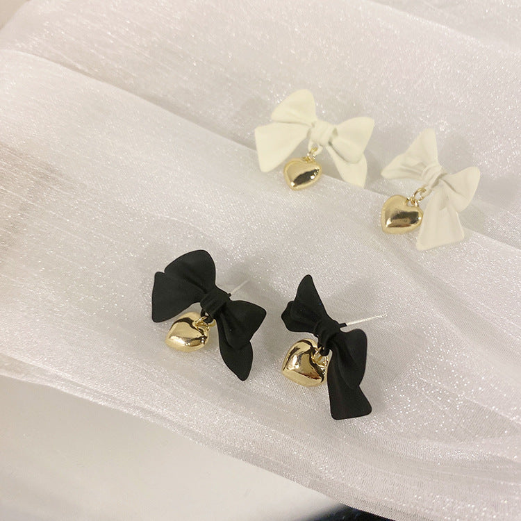 Metal Ladies Bow Love Earrings-Jewearrings