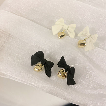 Metal Ladies Bow Love Earrings-Jewearrings