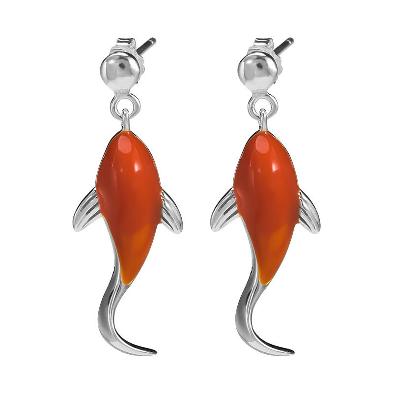 Design Epoxy Koi Stud Earrings Women's Chinese Style Simple-Jewearrings