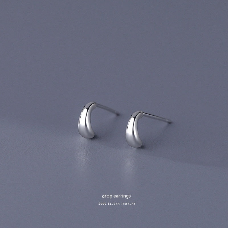 S999 Pure Silver Stud Earrings For Women Simple-Jewearrings