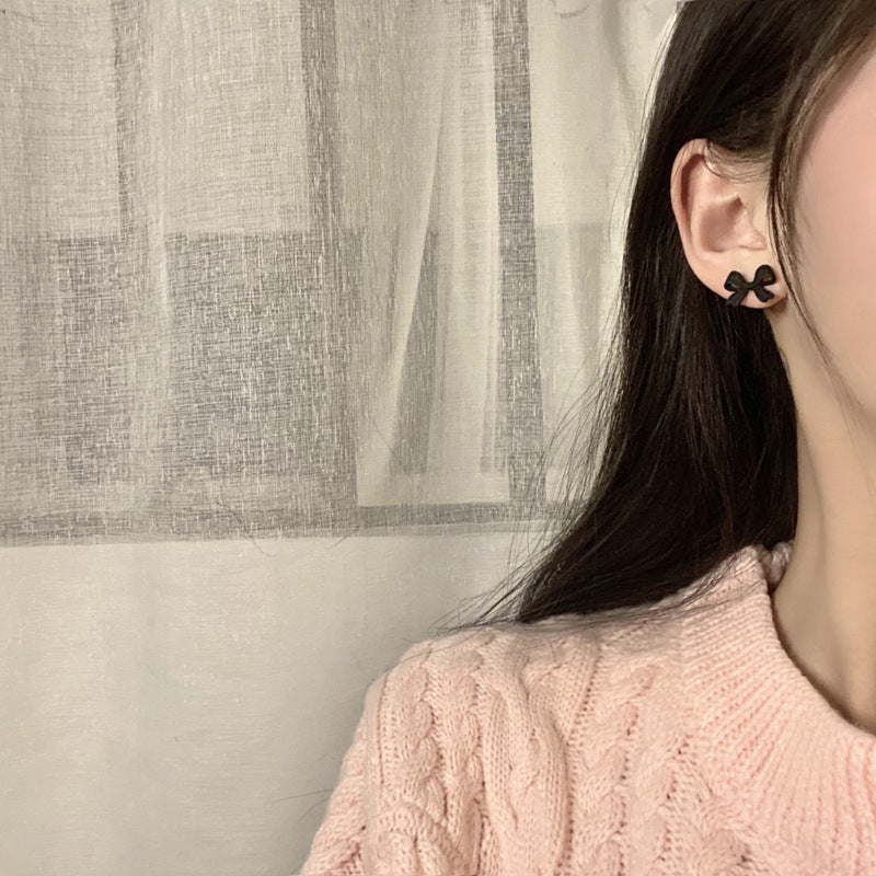 S925 Silver Pin Korean Dongdaemun Bow Earrings-Jewearrings