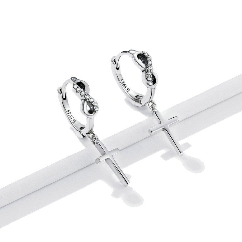 Creative Cross S925 Silver Earrings European And American Fashion-Jewearrings