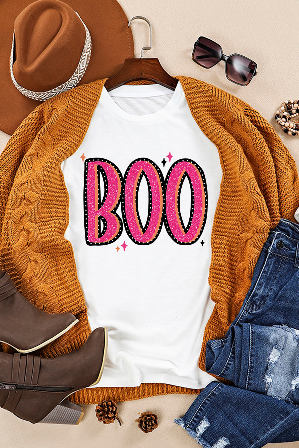 BOO Graphic Short Sleeve Round Neck T-Shirt-Jewearrings