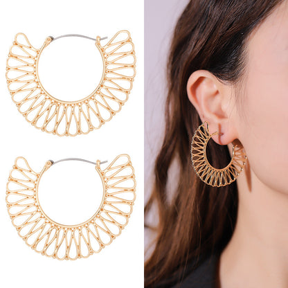 Women's Exaggerated Metal Grain Gold-plated Earrings-Jewearrings