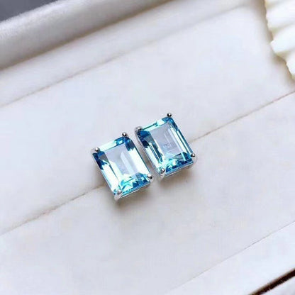 Women's 925 Plated Imitation Topaz Stud Earrings Gift-Jewearrings