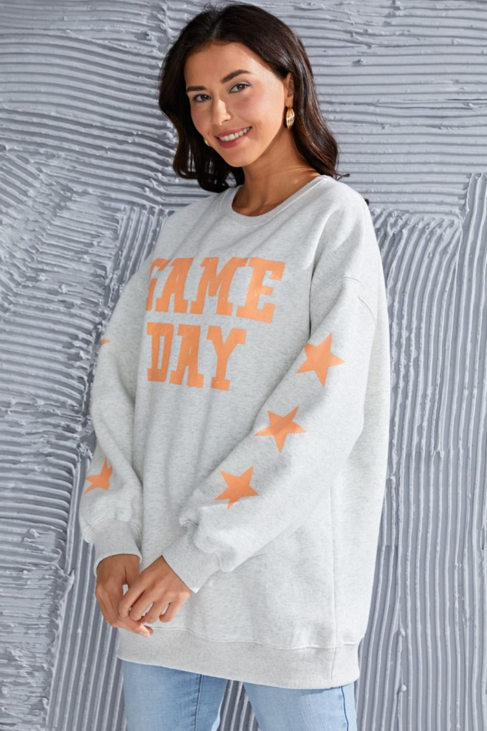 GAME DAY Long Sleeve Round Neck Sweatshirt-Jewearrings