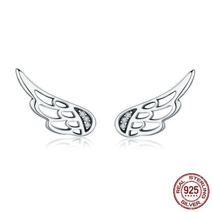 Simple And Fashionable Ladies Sterling Silver Wings Earrings-Jewearrings