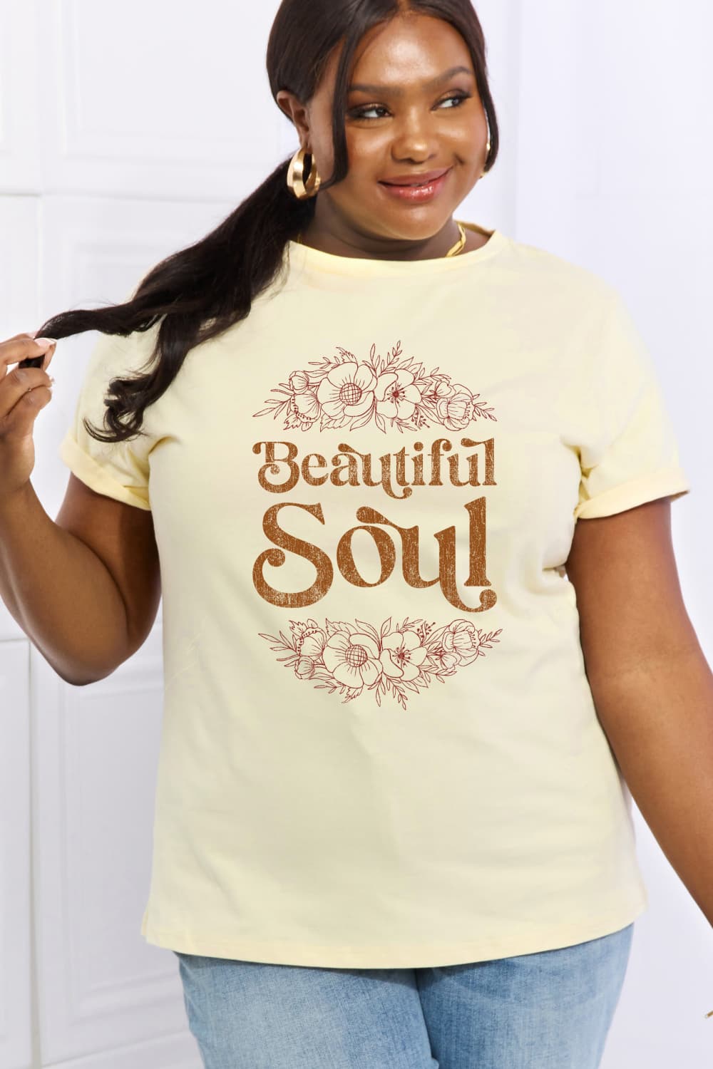 Simply Love Full Size BEAUTIFUL SOUL Graphic Cotton Tee-Jewearrings