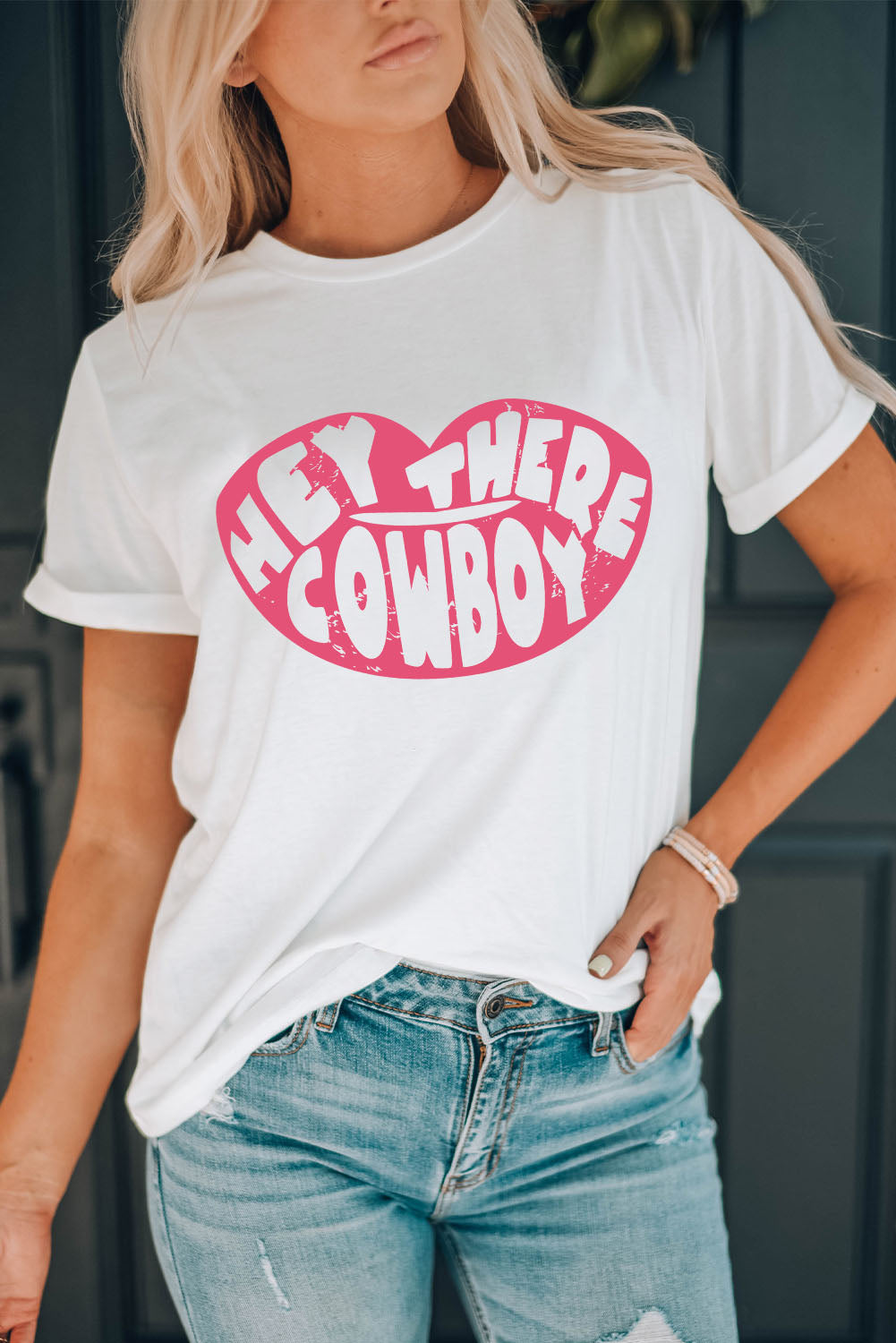 HEY THERE COWBOY Graphic Tee Shirt-Jewearrings