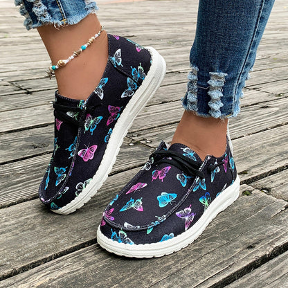 Printed Round Toe Flat Sneakers-Jewearrings