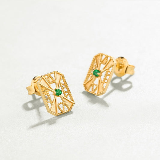 Fashion Women's Simple Emerald Geometric Earrings-Jewearrings