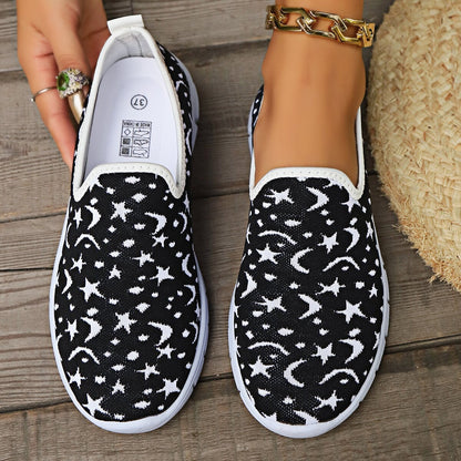 Star & Moon Pattern Flat Loafers-Jewearrings