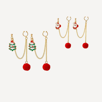 Earbone Clip Earrings Santa Claus Tree-Jewearrings