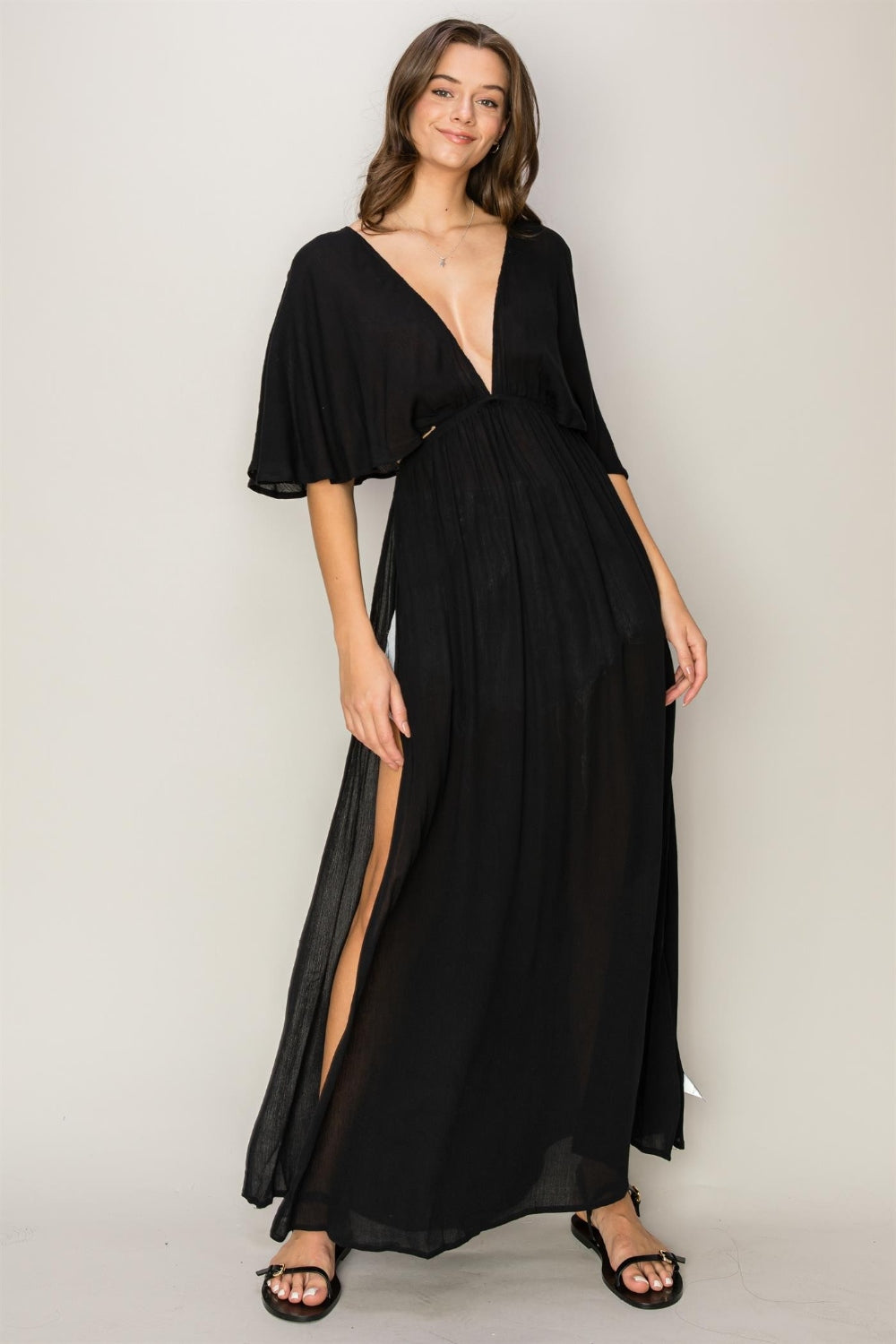 HYFVE Tie Back Maxi Split Cover Up Dress-Jewearrings