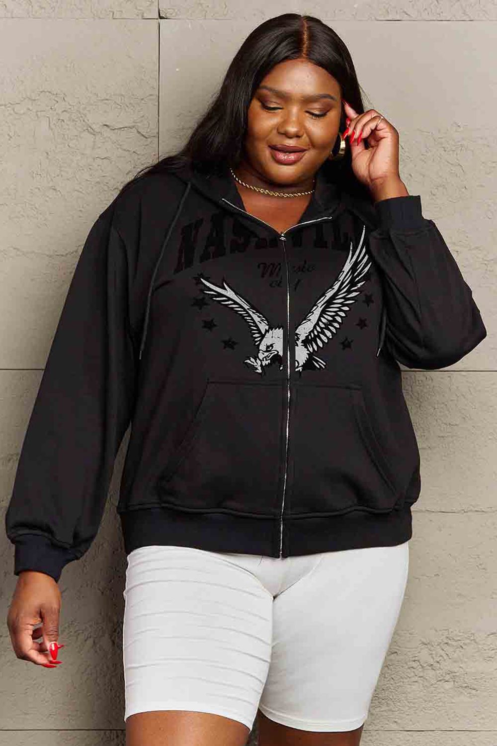 Simply Love Simply Love Full Size NASHVILLE MUSIC CITY Graphic Hoodie-Jewearrings