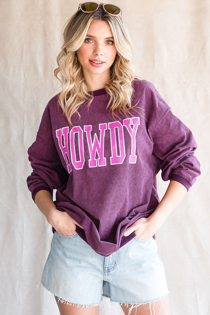 HOWDY Graphic Dropped Shoulder Sweatshirt-Jewearrings