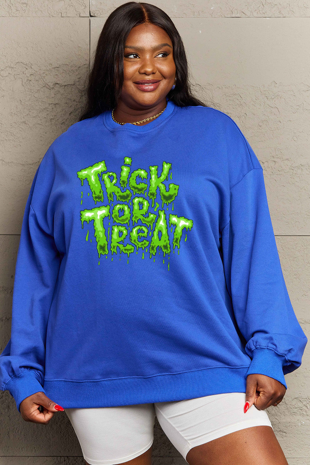 Simply Love Full Size TRICK OR TREAT Graphic Sweatshirt-Jewearrings