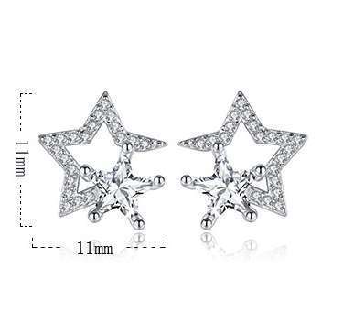 Fashion Women's Empty Five-pointed Star Stud Earrings-Jewearrings