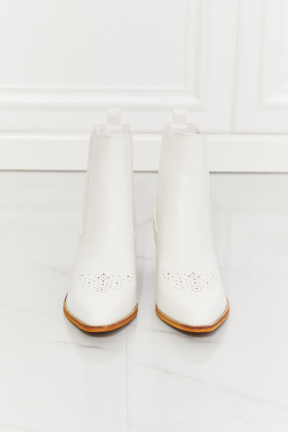 MMShoes Love the Journey Stacked Heel Chelsea Boot in White-Jewearrings