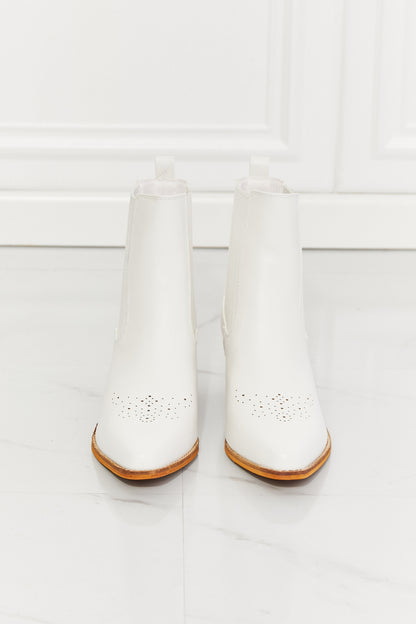 MMShoes Love the Journey Stacked Heel Chelsea Boot in White-Jewearrings