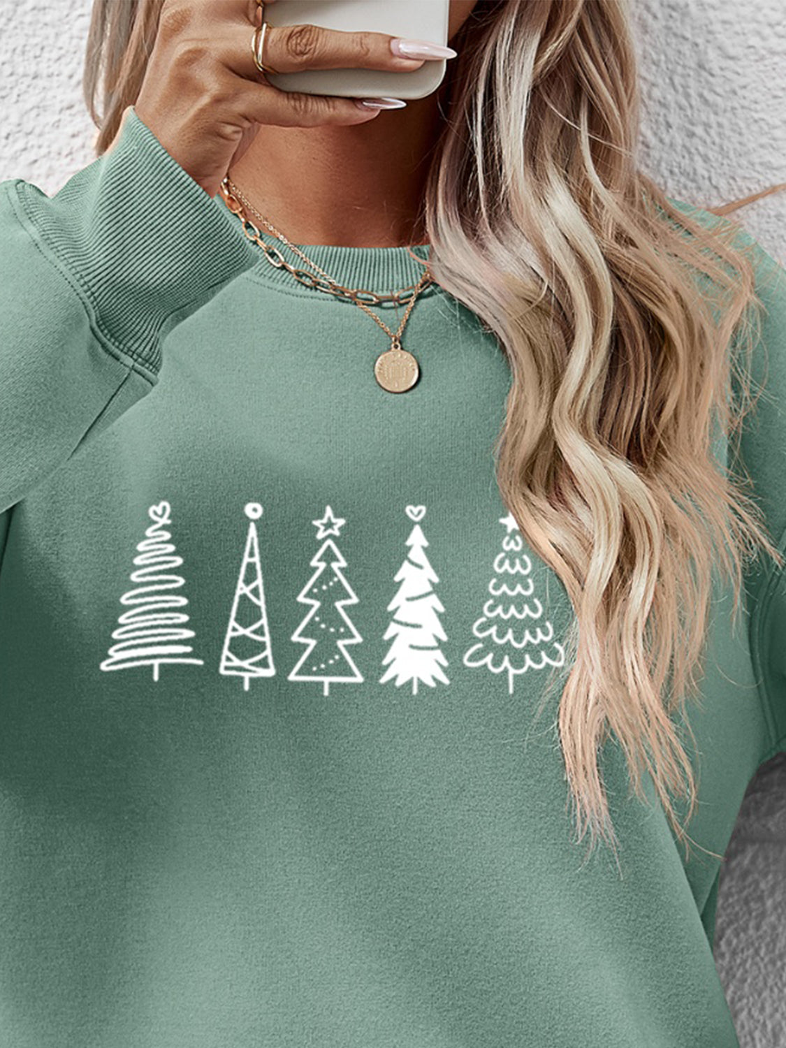 Christmas Tree Graphic Drop Shoulder Sweatshirt-Jewearrings