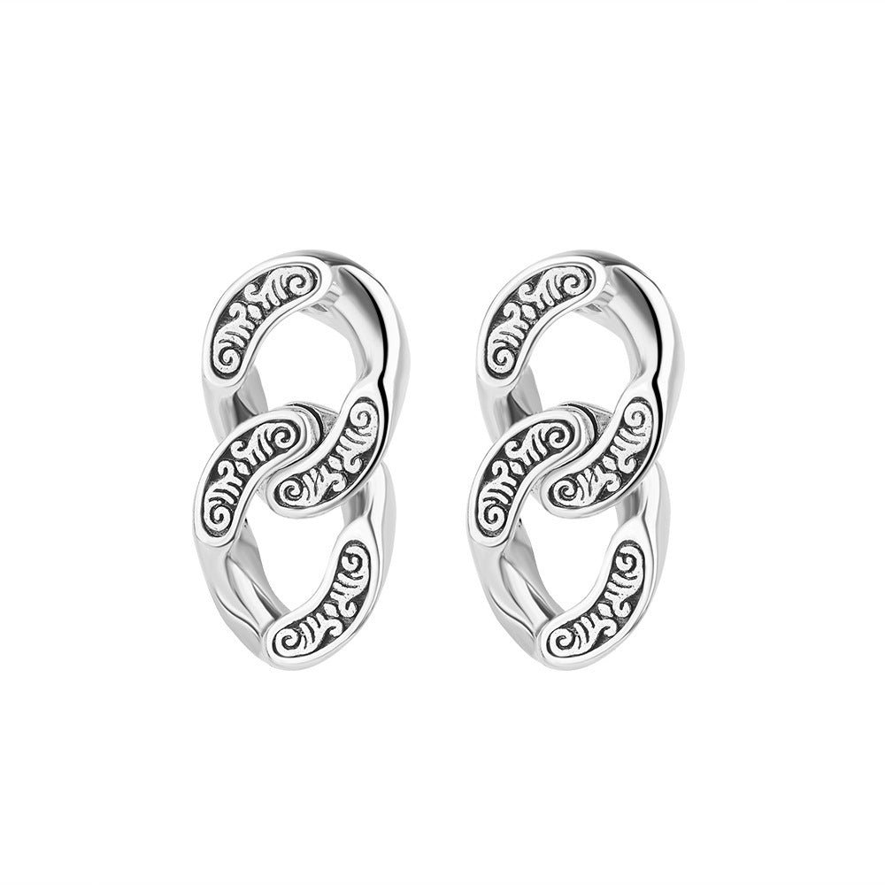 Women's 925 Sterling Silver Chain Stud Earrings-Jewearrings