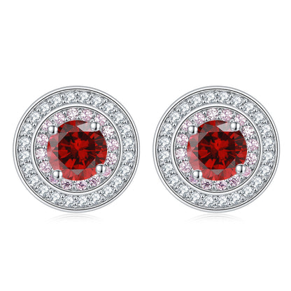 Sterling Silver Round Micro Set Zircon Earrings-Jewearrings