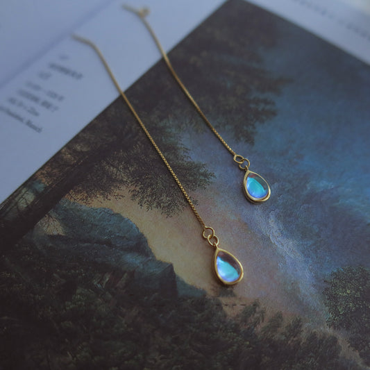 Droplet Moonlight Stone 925 Sterling Silver Earrings-Jewearrings