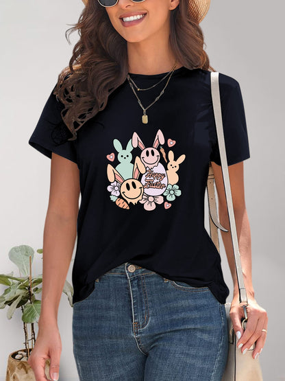 Graphic Round Neck Short Sleeve T-Shirt-Jewearrings