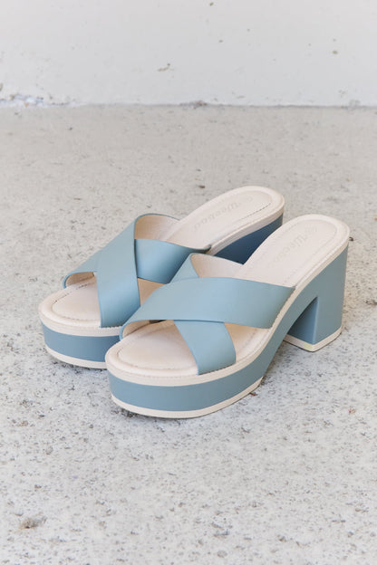 Weeboo Cherish The Moments Contrast Platform Sandals in Misty Blue-Jewearrings