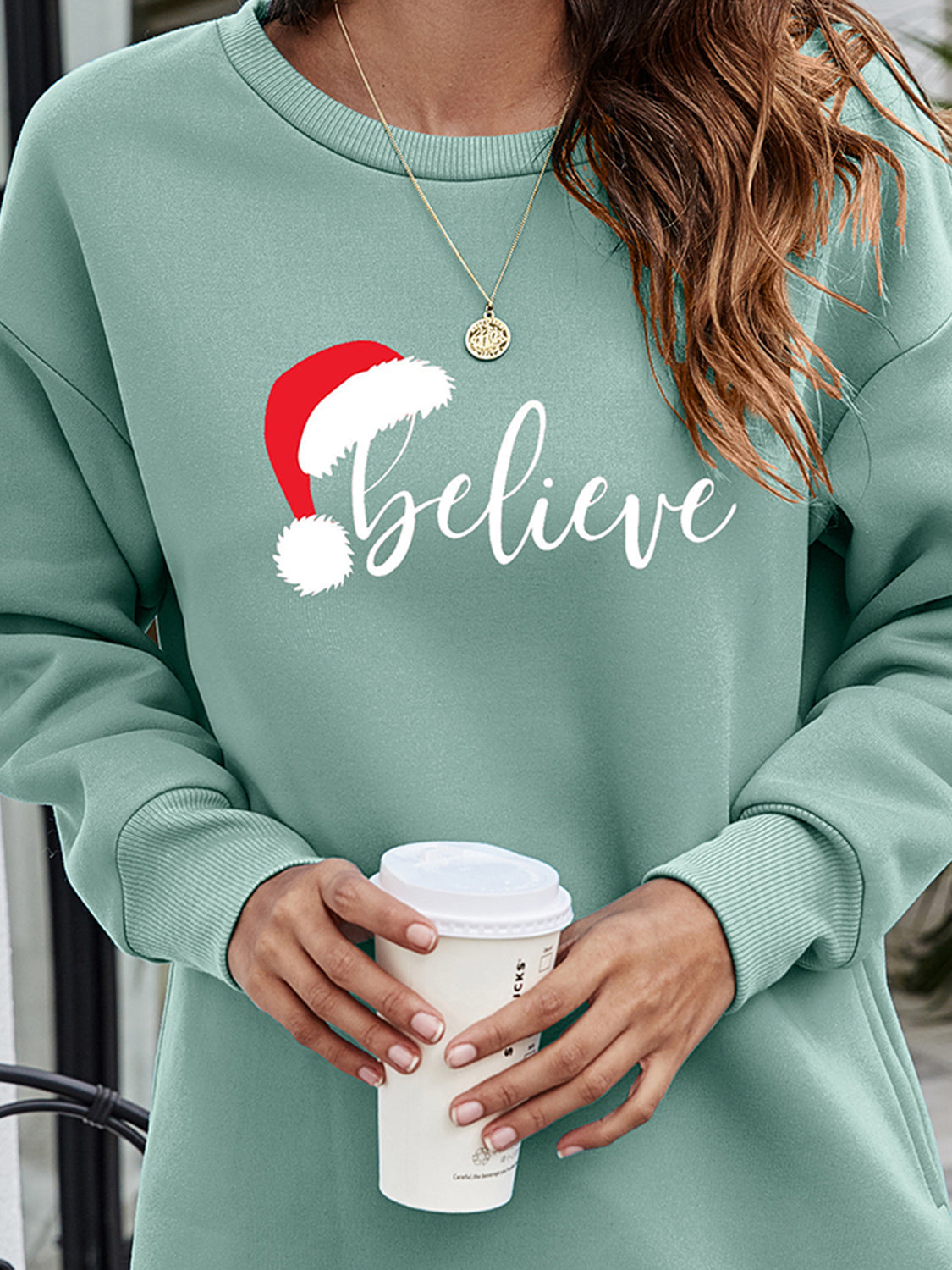 BELIEVE Graphic Tunic Sweatshirt-Jewearrings