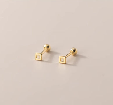 Women's Simple Hollow Stars Square Triangle S925 Silver Stud Earrings-Jewearrings