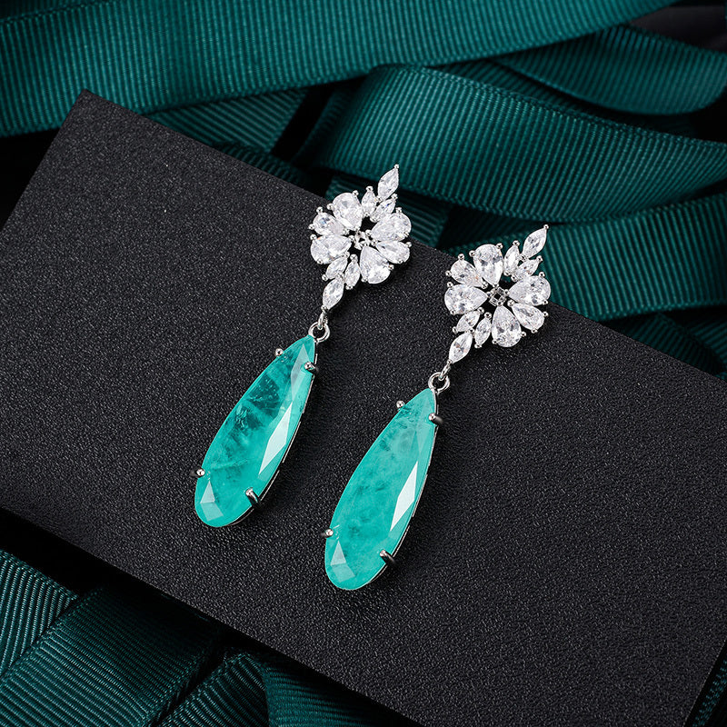 Exquisitely Inlaid Emerald Drop Earrings-Jewearrings