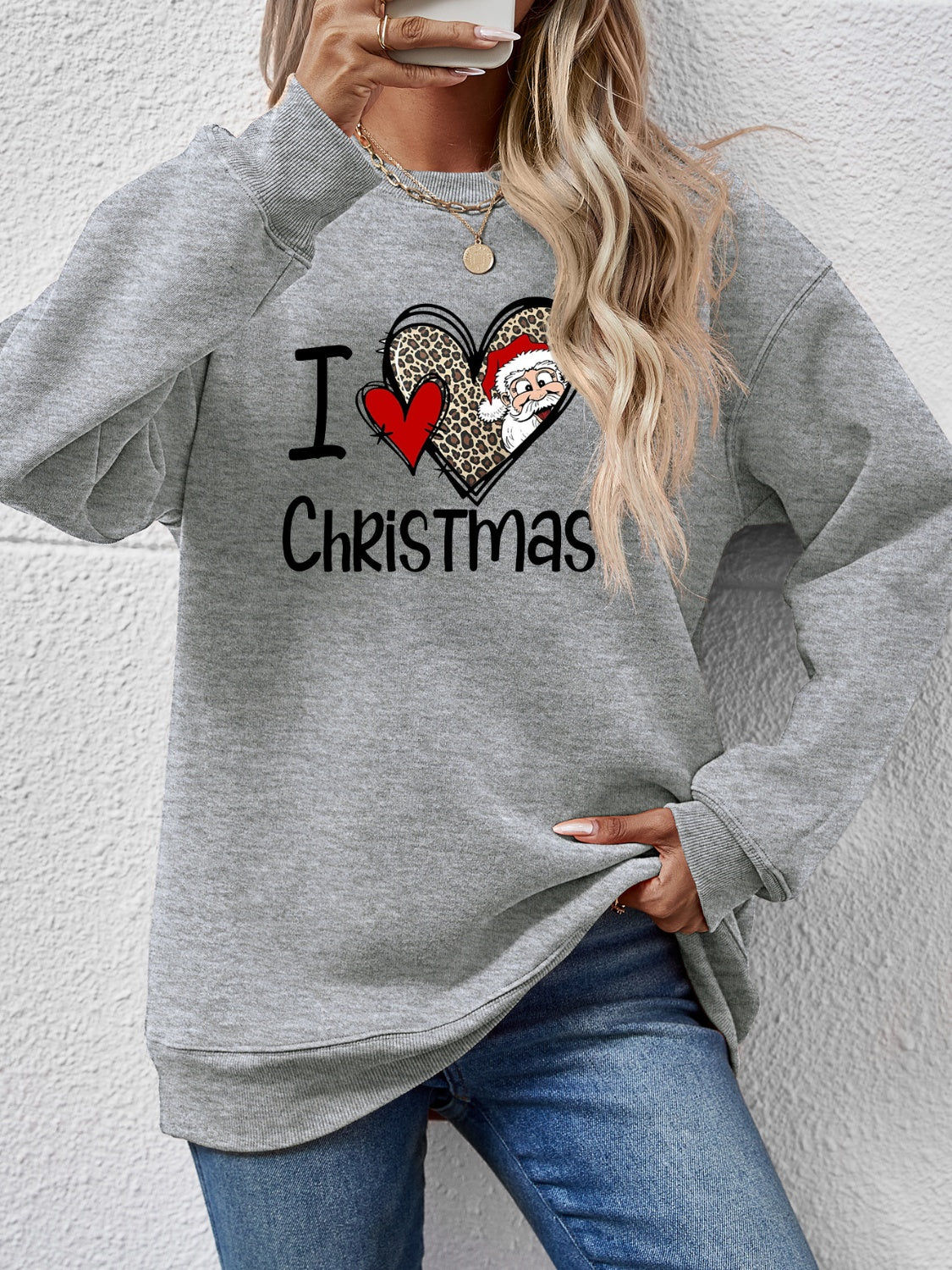 CHRISTMAS Graphic Round Neck Sweatshirt-Jewearrings