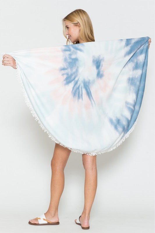 Justin Taylor Dreamland Tie Dye Round Beach Towel-Jewearrings