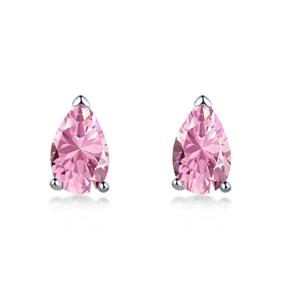 S925 Sterling Silver Zircon Single Rhinestone Ear Studs Female Earrings-Jewearrings