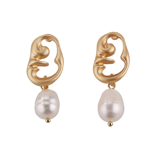 Korean Fashion Temperament Shaped Pearl Earrings-Jewearrings