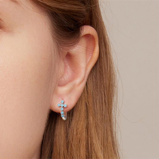 Simple Zircon Temperament Retro Earrings Sterling Silver-Jewearrings