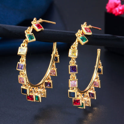 Ladies Celebrity Tassel Hoop Earrings-Jewearrings