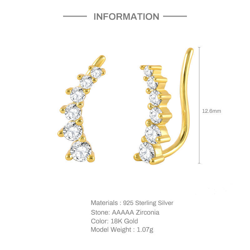 Sterling Silver Bread Zircon Stud Earrings Street Fashion-Jewearrings