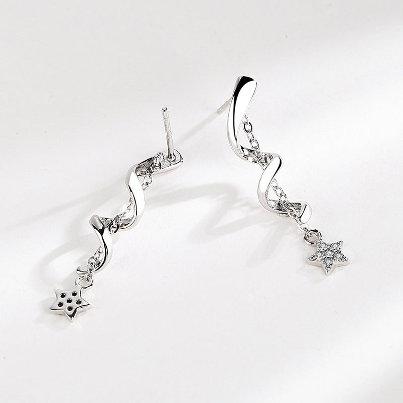 S925 Sterling Silver Star Rotating Earrings Women-Jewearrings