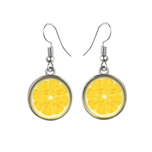 Fashion Fruit Grapefruit Watermelon Lemon Glass Dangle Earrings For Women Girls-Jewearrings