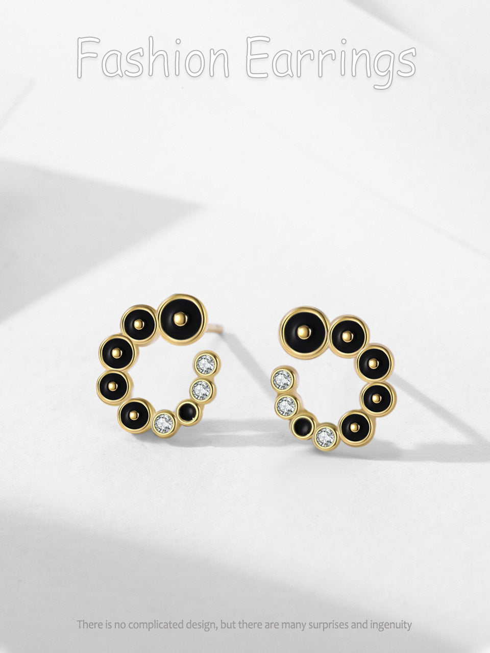 S925 Silver Black Round Micro Zircon-encrusted Stud Earrings-Jewearrings