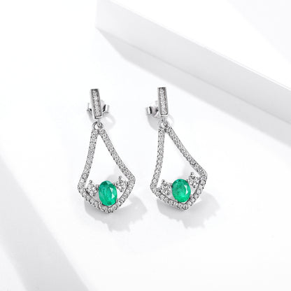 Natural Emerald Earrings For Female Korean Version High Quality Zirconium Earrings S925 Silver-Jewearrings