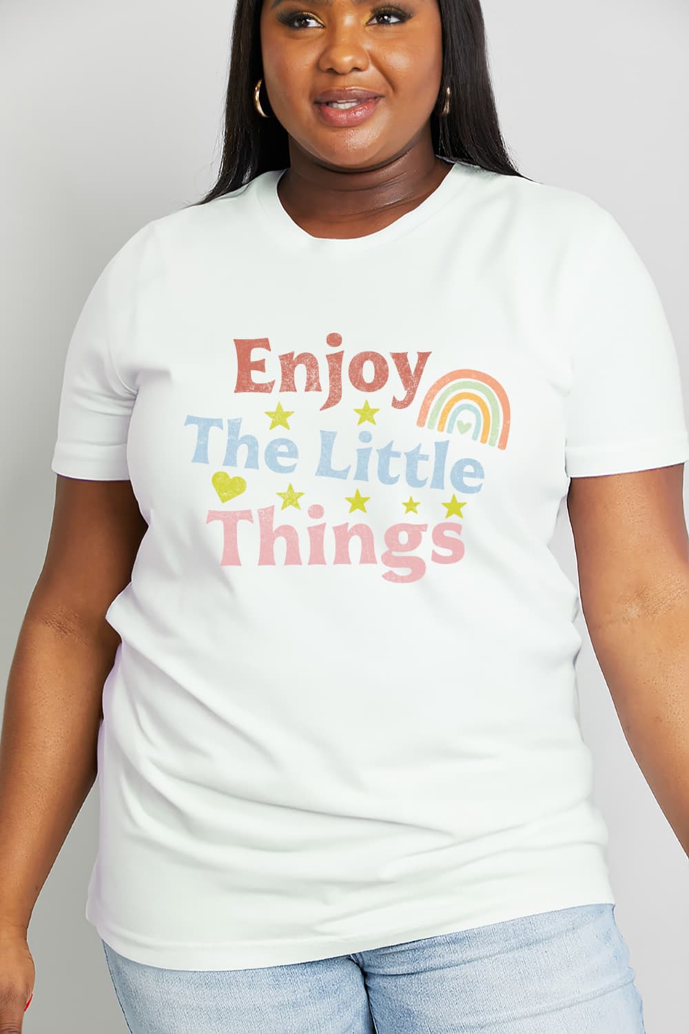 Simply Love Full Size ENJOY THE LITTLE THINGS Graphic Cotton Tee-Jewearrings