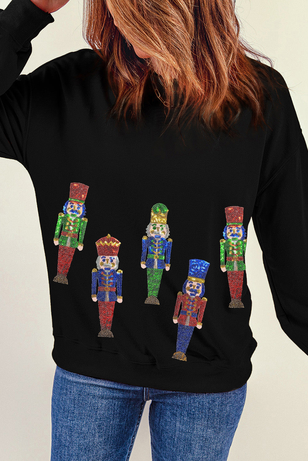 Nutcracker Sequin Long Sleeve Sweatshirt-Jewearrings