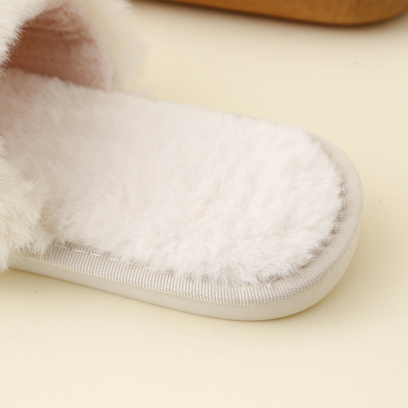 Faux Fur Open Toe Slippers-Jewearrings