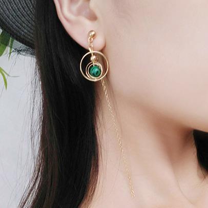 Earrings Simple Asymmetric Emerald Texture Circle Multi-layer-Jewearrings