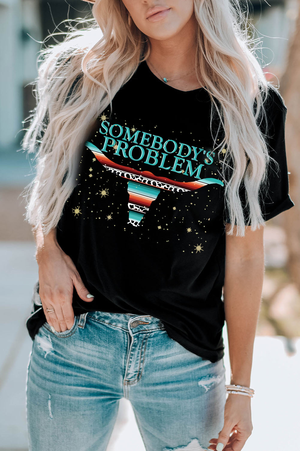 SOMEBODY'S PROBLEM Graphic Tee Shirt-Jewearrings