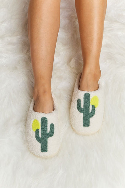 Melody Cactus Plush Slide Slippers-Jewearrings